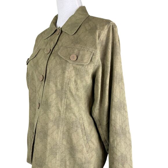 Coldwater Creek Vntg Long Sleeve Button Down Linen Blend Shacket Blazer Jacket - Picture 3 of 13